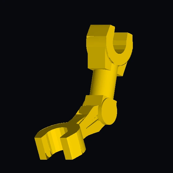 Механическая рука минифигурки, согнутая с помощью зажимов под углом 90 градусов (87568)