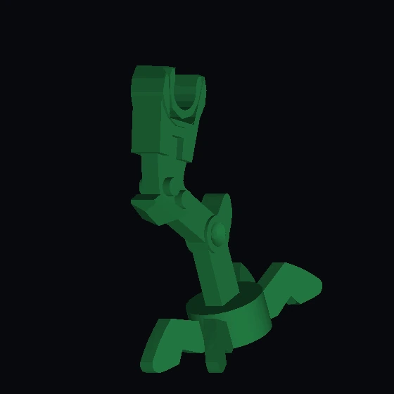 Механическая нога минифигурки, наклоненная под углом, с темно-сине-серым узором на ступне (875…