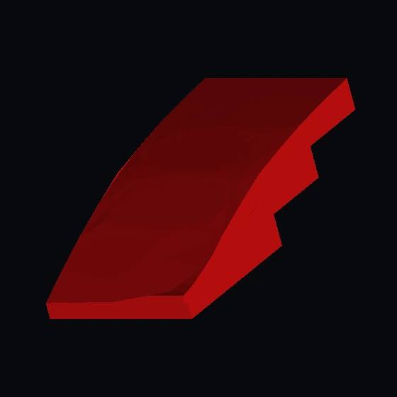 Наклонный кирпич изогнутой формы 4 × 2 с желтым и зеленым рисунком значка запуска программы (9…