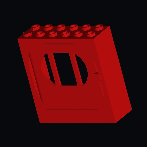 Дверная рама 2 × 6 × 5 с красной дверью с 3 стеклами (u9370c02) (19719)